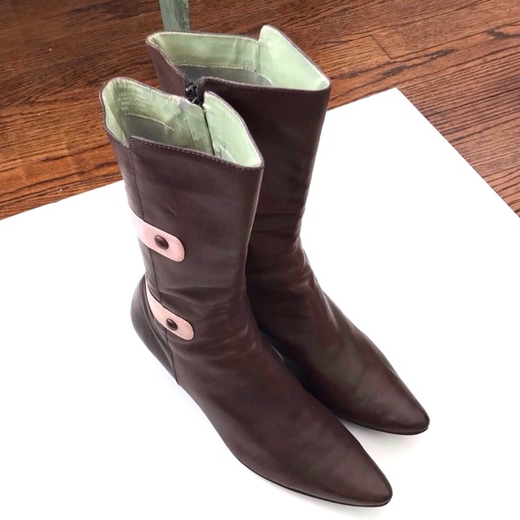 PINK & CHOCOLATE BOOTS - Picture 1 of 5